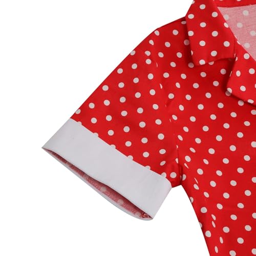 Vintage Girls Polka Dot Swing Dress Retro 1950s Style Short Sleeve Button Front Flared Dress3