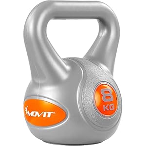 MOVIT Kettlebell STYLISH Grey, Kugelhantel mit bodenschonender Kunststoffhülle, 2 kg bis 20 kg, schadstoffgeprüft