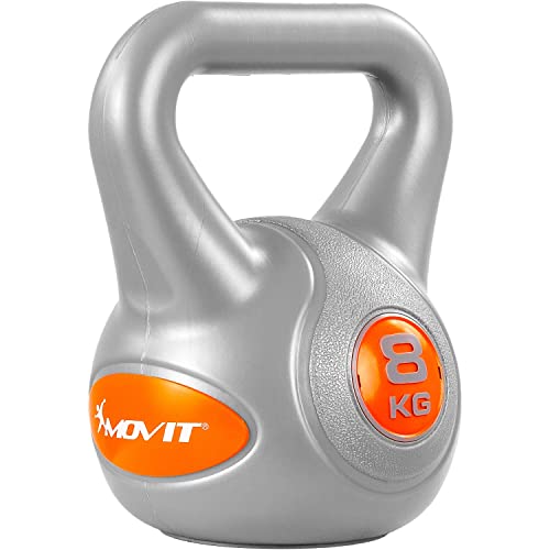 MOVIT Kettlebell STYLISH Grey, Kugelhantel mit bodenschonender Kunststoffhülle, 2 kg bis 20 kg, schadstoffgeprüft