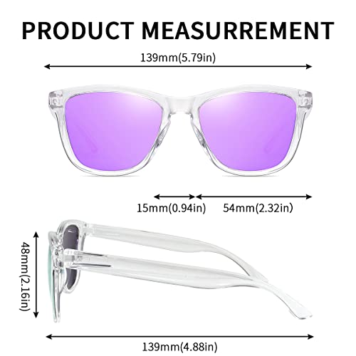 Dollger Polarized Sunglasses For Women Retro Classic Purple Mirrored Clear Frames Sunglasses Uv400 Protection #TOP3