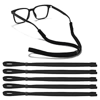 Qufiiry 5 Stück Sportbrillenband, Verstellbarer Brillenbänder für Sport, Rutschfest Brillenschnur, Sportbrillenband mit guter Schweißabsorption, Eyewear Cords Strap für Männer Frauen Kinder(Schwarz)