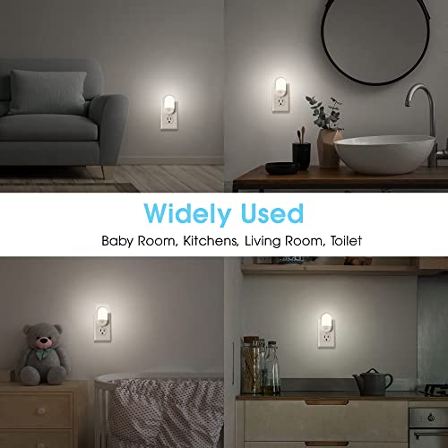 Image of L LOHAS LED Night Light Plug in, 4 Pack 0.6W LED Night Light for Kids, Auto | Dusk to Dawn Sensor Bright Nightlight, Daylight White 5000K, 30 /60lm Small Night-Lights for Adults, Hallway, Kitchen, Stairs