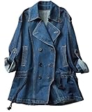 TangDao Chaqueta Vaquera para Mujer Suelta Denim Jacket Azul para Otoño Primavera Gabardina Corta Casual (FR/ES, Letras, S, Regular, Regular, Azul)