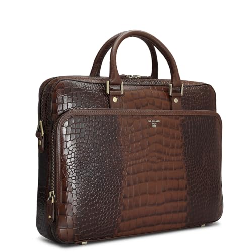 Image of Da Milano Leather Laptop Bag for Men & for Women - Fits Up To 15 inch Laptop - Brown | Leather Laptop Bag