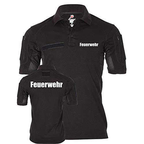 Copytec Tactical Poloshirt Alfa Feuerwehrmann 112 Unfall Brand Einsatz Löschzug #19158, Größe:L, Farbe:Schwarz