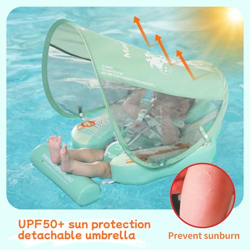 Mambobaby Float with Canopy and Tail New Upgraded Non-Inflatable Baby Pool Float Mambo Float Swim Trainer Solid Infant Swim Float Adjustable Pearl Foam Baby Swim Ring - Thumbnail 7
