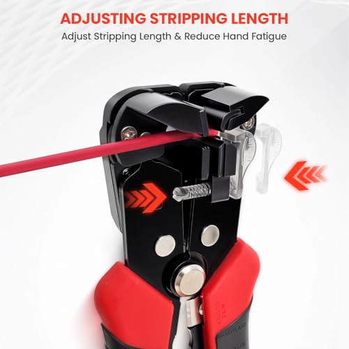 Image of HARDELL+ Wire Stripper, 20-10 AWG Automatic Wire Strippers, 3-IN-1 Self Adjusting Wire Stripper Tool, Stripping /Cutting /Crimping Tool With 40PCS Terminals & Waterproof Bag For Electrician & DIYers