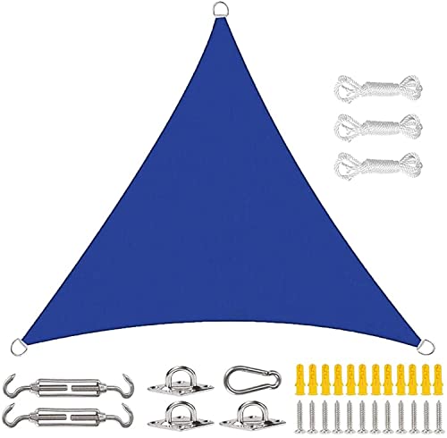 Toldo parasol para exteriores, para camping, protección contra el viento y protección solar, diseño triangular en ángulo recto, color azul, 4 x 4 x 4 m