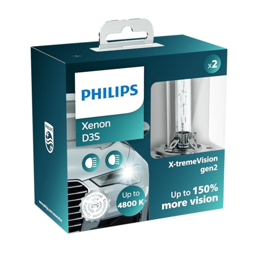 Philips D3S X-tremeVision gen2, bombilla Xenon para faros delanteros de coches, +150%, 4.800K, set di 2