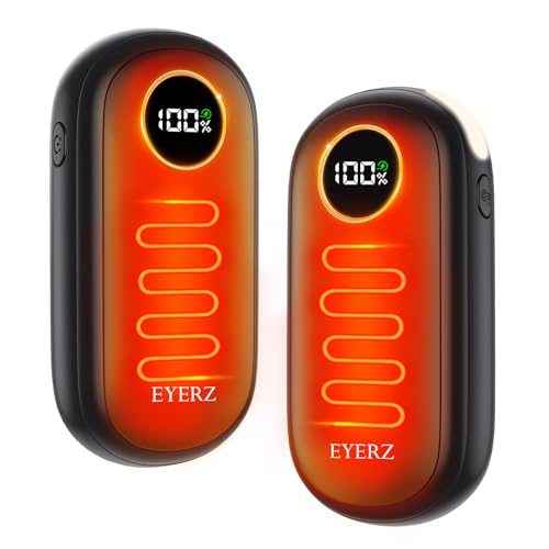 Rechargeable Hand Warmers, Dual-Sided Electric Hand Warmers with LED Display & Flashlight, 4 Levels Fast Heat, Portable Handwarmers for Christmas, Hunting Essentials, Camping, Gifts for Men,
