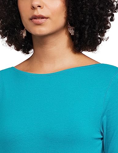 Image of Marks & Spencer Womens Solid Cotton Blend Boat Neck Slim Fit T-Shirt