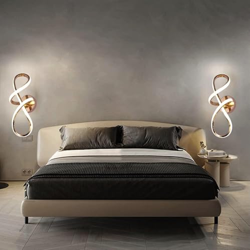 Image of Groeien Pack of 2 | 15w Modern 3 Color LED Wall Sconce Infinity Curve Wall Light for Bedroom Living Room Corridor Lighting Fixtures Wall Mount(Warm+Natural+Coolwhite)(Infinity Curve, 2)