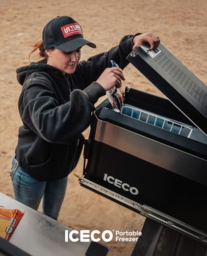 Image of ICECO JP40 Pro 12 Volt Car Refrigerator, Portable Fridge Freezer for Camping, Car Fridge Powered by SECOP, 12V refrigerator for Car & Home, DC 12 /24V, AC 110 /240V, Multi-directional Lid
