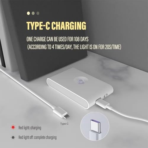 Image of LED Under Cabinet Lights, Auto Motion Sensor, 3 Modes, USB Rechargeable, Motion Sensor Light for Home Indoor Outdoor, Cupboard, Kitchen and Stairs (Stair)
