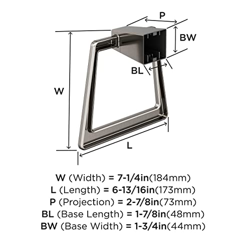 Image of Amerock Blackrock 6-13 /16 inch Brushed Nickel Towel Ring | Decorative bathroom hardware in durable Zinc construction; mounting hardware included for easy installation