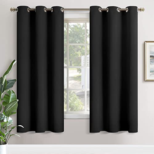 Image of YoungsTex Black Out Curtains for Bedroom 72 Inch Length - Thermal Insulated Drapes with Grommet Room Darkening Privacy for Living Room, 2 Panels, 42 x 72 Inch, Black