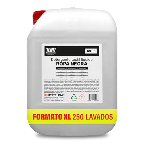 Hostelpak | 10L - Detergente líquido Ropa Negra, Lavandería profesional, Detergente ropa clásico, Detergente para el lavado de ropa