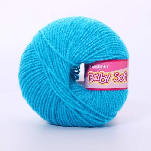 Image of Vardhman BabySoft Knitting Yarn | 100% Acrylic Wool | 4 Ply | Thin Knitting & Crocheting Hook Thread & Lightweight | Special Baby Wool | 150 Grams (6 Balls of 25g) | Machine Washable | Ideal for Blankets, Hats, Booties Ultra-Soft for Baby Sweaters, Blankets, Caps, Socks, Soft toys, Art & craft | Available in multicolors - (BBL023 - Cerulean Blue)