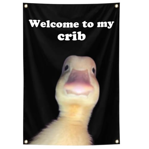 starfa lab Welcome To My Crib Funny Duck Flag Tapestry 2x3Ft Bedroom,Funny Flags,Dorm,Man Room Decor for Teens and Boys Room Wall Art