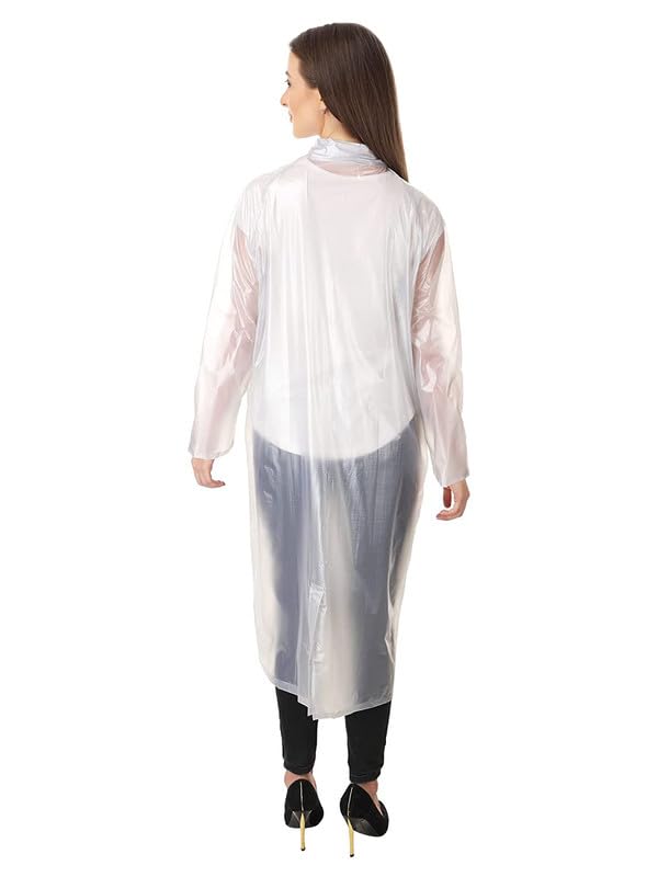 W+ Fancy White Women's Raincoat with Cap (Medium)