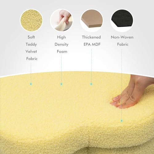 Image of B FSOBEIIALEO Storage Ottoman Cube, Flowers Shaped Ottomans with Storage Foot Stool Footrest for Lving Room, Boucle Ottoman Seat for Dorm Room,Faux Teddy Fur, Yellow 12.6 inchx12.6 inchx12.6 inch