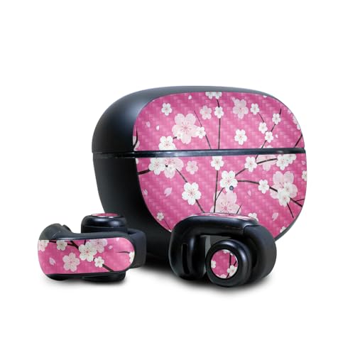 Image of Carbon Fiber Skin Compatible with Bose Ultra Open Earbuds - Sakura Pink - Premium 3M Vinyl Protective Wrap Decal Cover - Easy to Apply | Crafted in The USA by MightySkins