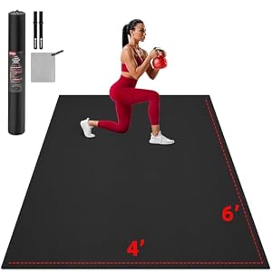 GymCope Extra Large Exercise Mat, 10’x6’/9’x6’/8’x6’/7’x5’/6’x4′(8mm) Thick Workout Mat for Home Gym & Garage Flooring, Shoe-Friendly, High-Density, MMA, HIIT, Weight Lifting, Cardio&Strength