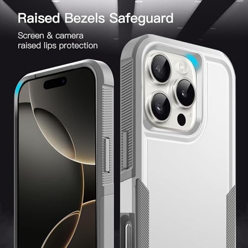 Image of KARWAN Shockproof Back Case Cover Compatible with iPhone 16 Pro Max, Heavy Duty Case with 360 Degree Camera Protection, Dual Layer Rugged Bumper Protection Cover with Matte Finish (White)