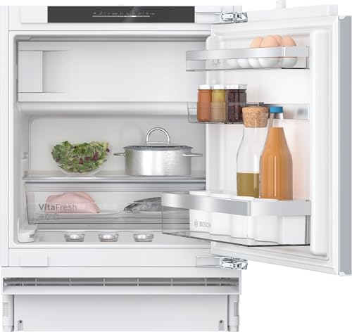 Bosch KUL22ADD0, Serie 6, Smarter Unterbau-Kühlschrank mit Gefrierfach, 82 x 60 cm Nische, 93 L Kühlen & 17 L Gefrieren, Made in Germany, längere Frische mit VitaFresh 0º, sehr leise, HomeConnect
