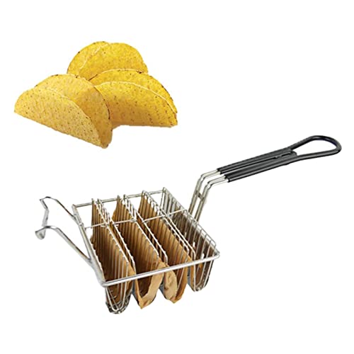 Cestas para fritar batatas fritas Coadores de alimentos Taco Shell Fryer, Cesta, Comporta 4 conchas