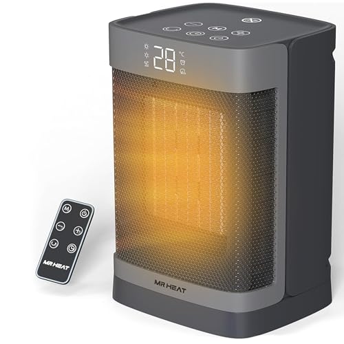 1500W Space Heater Electric Heater 60° Oscillating Electric PTC Ceramic Fan Heater with Thermostat, Remote Control, 3-Mode 3-Speed, 1-12H Timer, Overheating & Tip-Over Protection (Black)