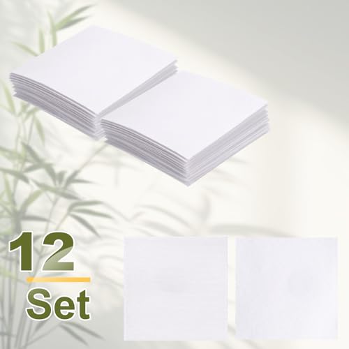 Image of HARFINGTON 12set Hook and Loop Strips with Adhesive 4.3 inchx4.3 inch Double Sided Hook and Loop Tape Nylon Self Sticky Fastener for Home Office Car, White