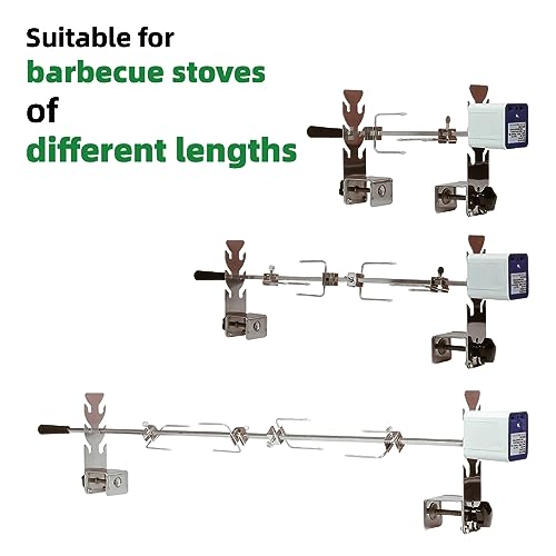 Rotisserie Kit Universal Replacement 5078a Quick Install Portable Spit Grill Outdoor Camping BBQ Three Heights Adjustable Length Cooking Tool Roaster Accessories Chicken Fork Heavy Duty Motor DC 5V by ZENONEZ - Used condition - Image 3