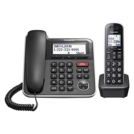 Panasonic Expandable Corded/Cordless Phone System with Answering Machine and One Touch Call Blocking – 1 Handset - KX-TGB850B (Black)