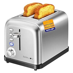 Toaster 2 Slice, Extra-Wide Slot Toasters for Bagels, Bread, Waffles, 7 Shade Settings, 4 Main Functions, Removable Crumb Tray, 900 Watts, Brushed Stainless Steel