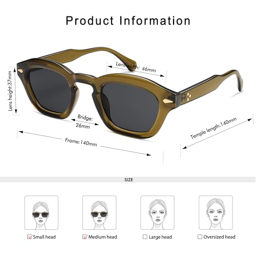 Small Retro Square Sunglasses for Women Mens Rectangle Sunnies AP3680