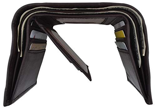 Top Grain Leather Trifold Wallet for Men RFID Blocking Extra Capacity (Brown)4