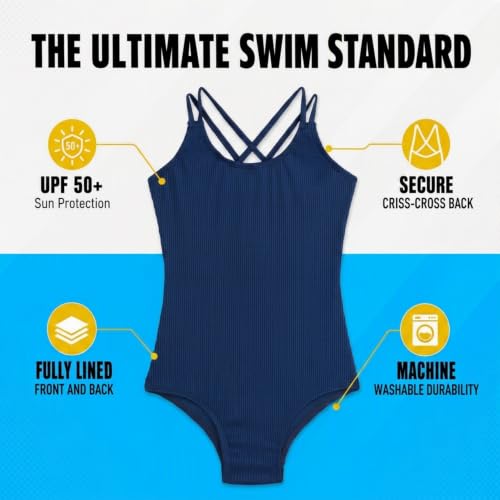 Image of Kanu Surf Girls' Reese UPF 50 Beach Sport Criss-Cross One Piece Swimsuit