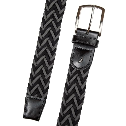 Image of Nautica Men's Casual Leather Belt | Everyday | Classic | Pants | Jeans | Khakis | Chinos | Metal Buckle