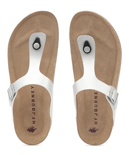 Image of HF JOURNEY Nivera 2.0 Men's Cork Footbed Thong Sandal,Slip On Entry,(Size 41-46) BlackPU, Casual Lounging Slipper, EVA Sole, Flat Heel,Nivera 2.0 - Black (41)
