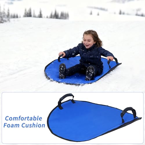 26\" Foldable Snow Sled Foam Saucer Disc Sled with Handles Portable Durable Lightweight Snow Boards for Winter Outdoor Fun, Set of 1