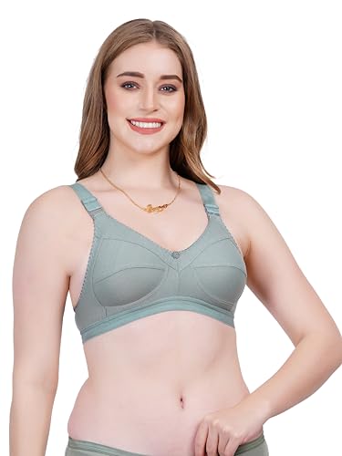 Image of Women Non Padded Bra in B & C Cup - Made of Pure Cotton Full Coverage Non Wired Soft Cup for T-Shirt Saree Dress Sports Garment for Daily Use Everyday