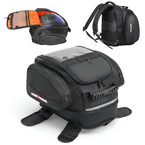 Image of Allextreme Magnetic Tank Bag for Bike Universal Fit Motorcycle Storage with Rain Cover, Strong Magnets & Multi-Pocket Design Travel Riding Gear for Daily Commute, Touring & Camping (28L, Black)