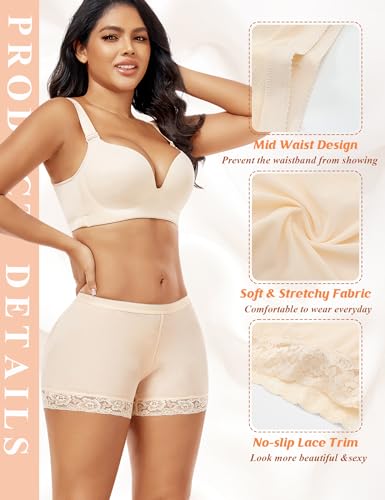 Image of DERCA Padded Underwear for Women Butt Lifter Seamless Booty Pads Butt Enhancer Panties Lace Shapewear Boyshorts