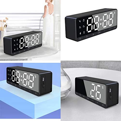 LOVIVER Tabela LED Dual Alarm Clock Bluetooth 5.0 Bass Speaker Termostato TF Card - Preto