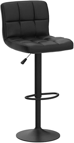 Miniatura 5 de Vogue Furniture Direct Taburetes de bar cuadrados de piel sintética, modernos taburetes de bar giratorios ajustables con respaldo, sillas de altura