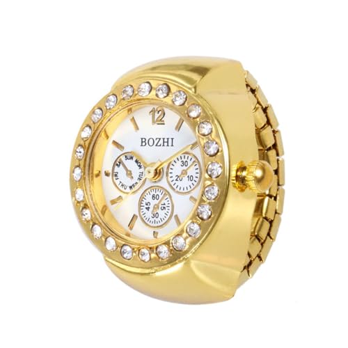 cdybox women elegant finger watch with diamonds round quartz analog ring watch for men 3 pack