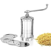Stainless Steel Sev Sancha Machine with 6 Different Jali for Making Different Types of Sevaiya, Sev, Gathiya Murukku, Chakli, Bhujia Silver