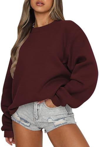 Oversized Crewneck Sweatshirt Women Long Sleeve Plain Fleece Pull...