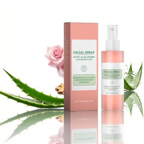 Natural Herbal Facial Spray - 120ml with Aloe Vera and Rose Water Soothing and Repairing Deep Moisturising 24 Hours Refreshing Moisturiser